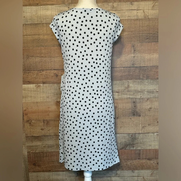 🌻 My Bump Cassie Polka Dot Bow Tie Midi Dress size Small Blue Black Maternity - Picture 6 of 9